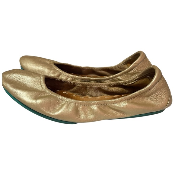 TIEKS Gold Ballet Flat Comfort On The Go Shoes Size 8 - Picture 4 of 11